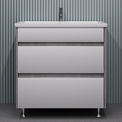 Stella Polare Тумба с раковиной Браво 80 слэйт / лакобель белое – фотография-2